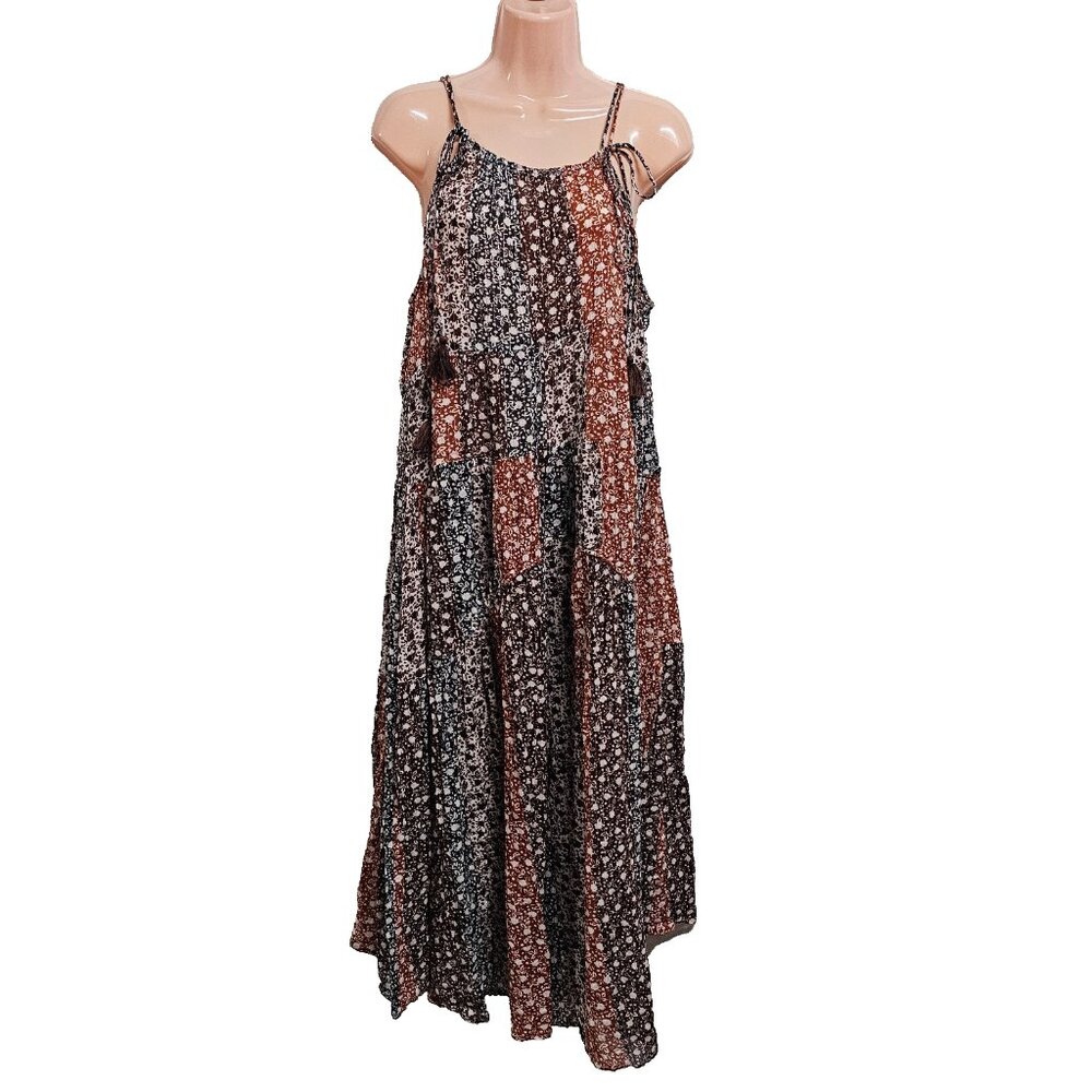 Anthropologie Shirred A-Line Tiered Dress Lounge Sleep Floral Women Size S